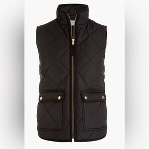J. Crew Black Quilted Vest with Gold Accents